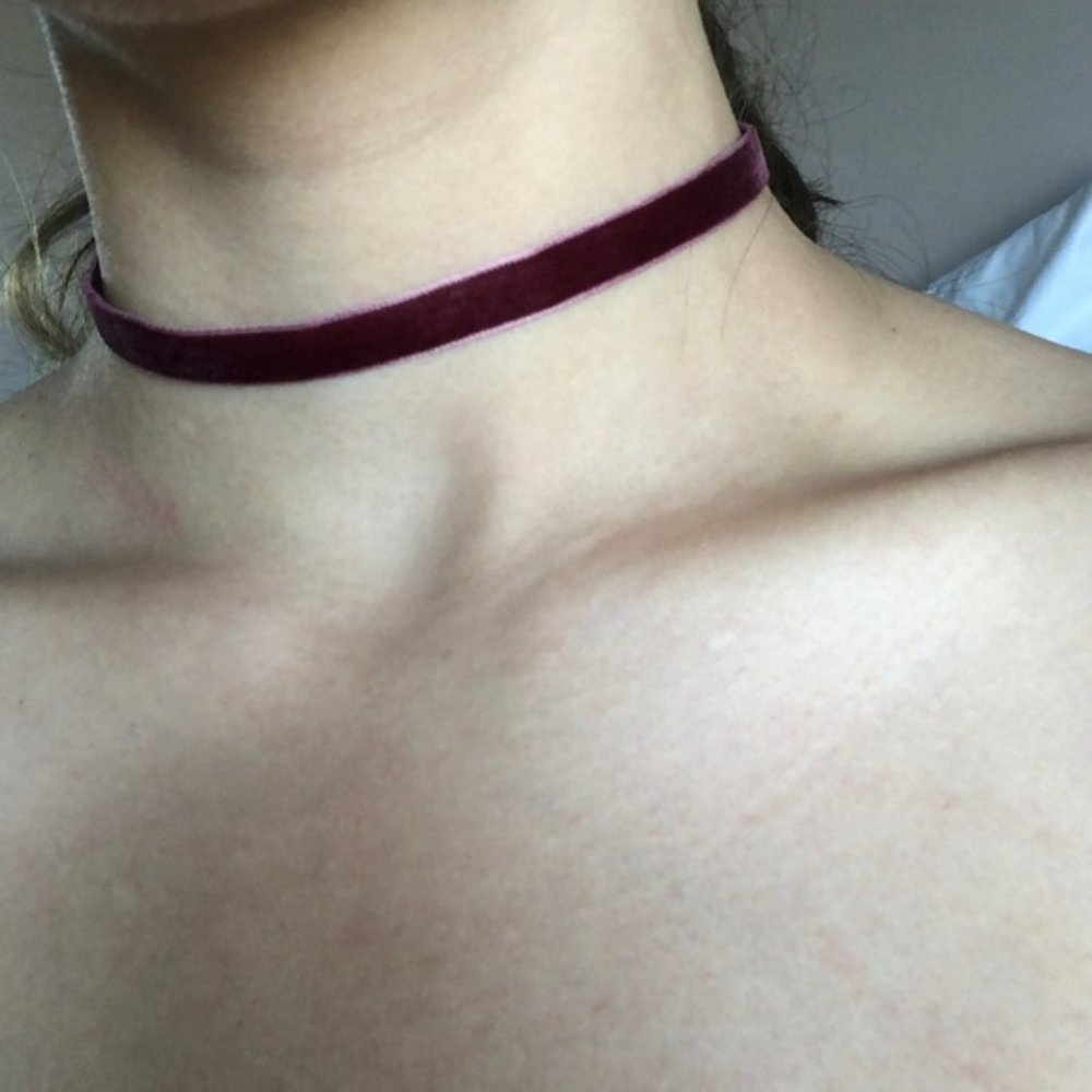 Handmade burgundy suede choker